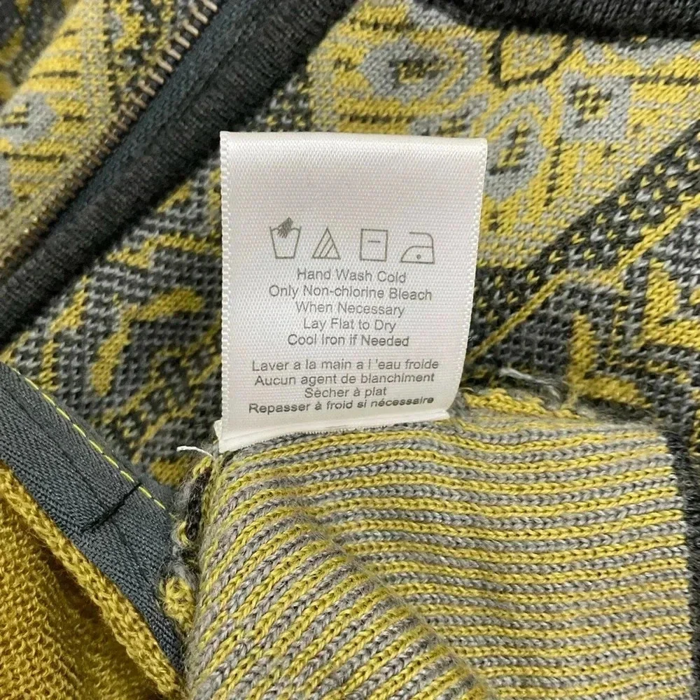 Icelandic Wool Jacket Full Zip Gray Yellow Size Small
